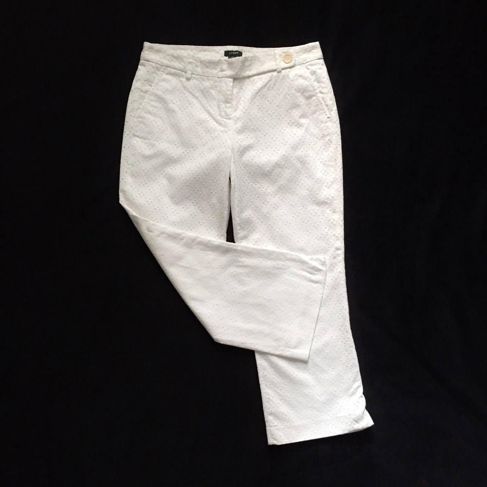 J. Crew White Eyelet Low Fit Capris